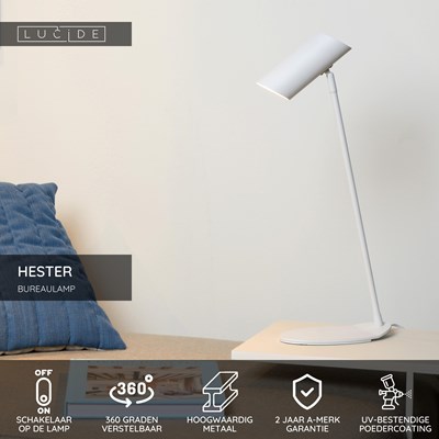 Lucide HESTER - Bureaulamp - 1xGU10 - Wit